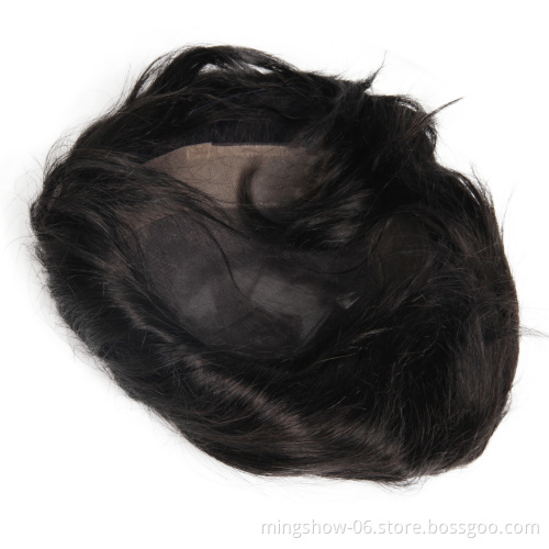 Cheap Natural Black Hand Tied Mono Filament Base Mens Toupee